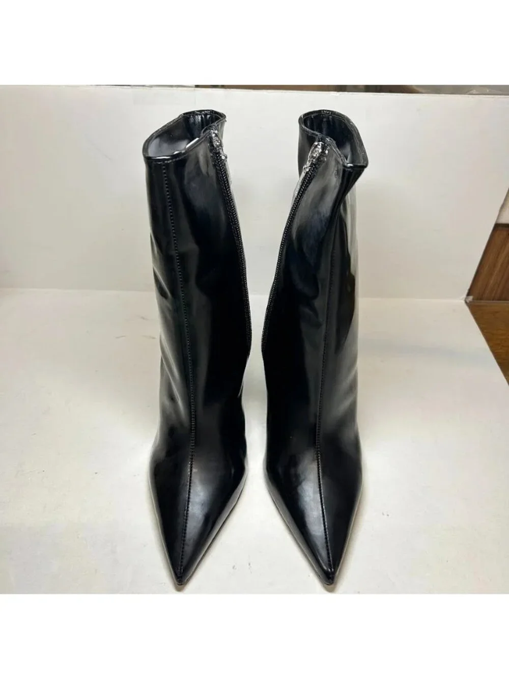 Schutz Womens Asya Heel Pointed Toe Wedge Booties Black Size 9.5B Defected